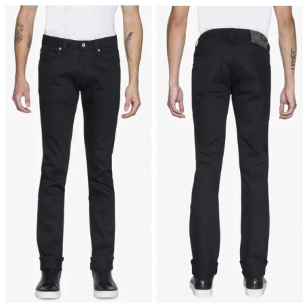 Naked & Famous Denim Black Slim Straight Jeans